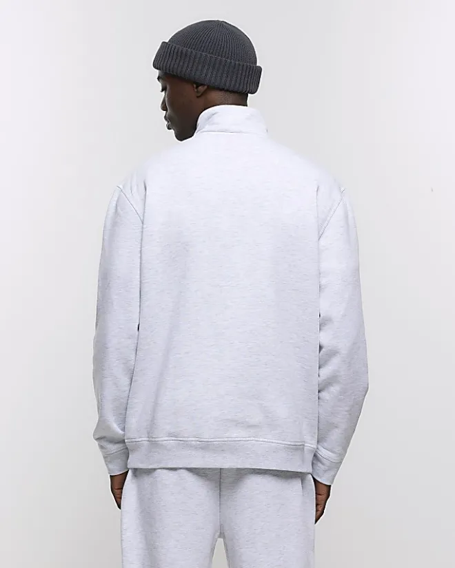River Island regular fit funnel sweatshirt Grey New
