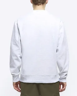 River Island regular fit plain sweatshirt Grey Fashion