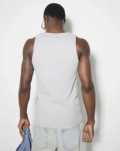 River Island regular fit rib vest Grey New