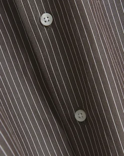 River Island Grey regular fit stripe long sleeve shirt Brown Clearance