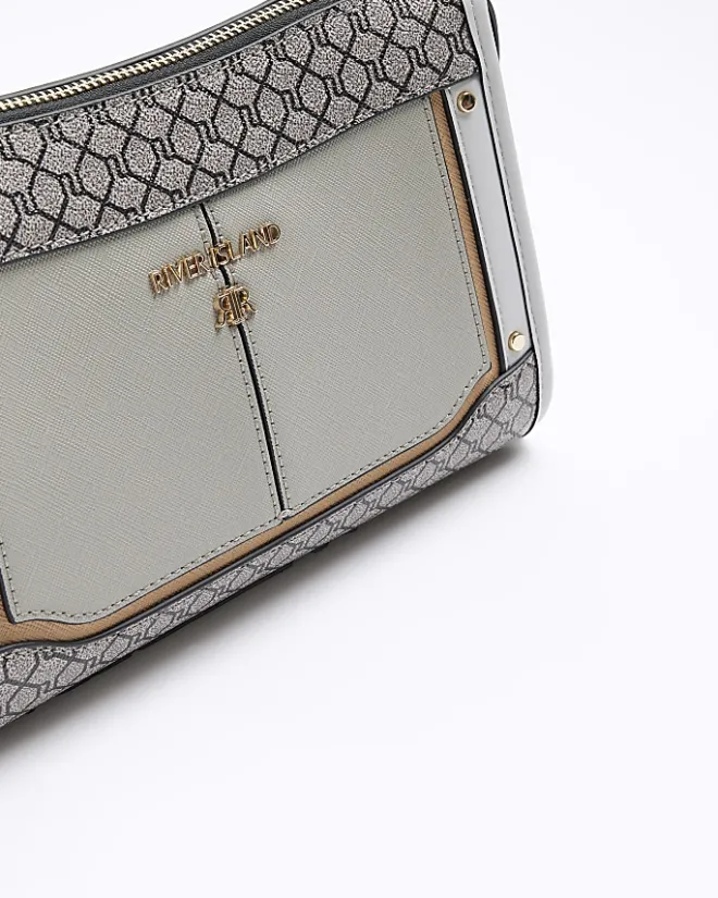 River Island RI monogram panel cross body bag Grey Best