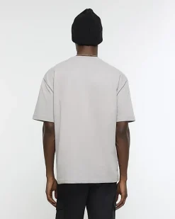 River Island RI studio oversized fit t-shirt Grey New
