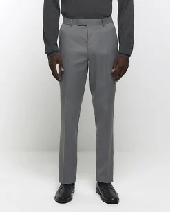 River Island skinny fit twill suit trousers Grey Outlet