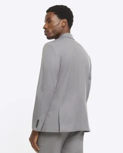 River Island skinny fit twill suit jacket Grey Online