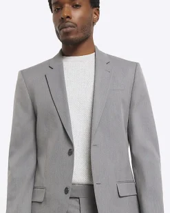 River Island skinny fit twill suit jacket Grey Online