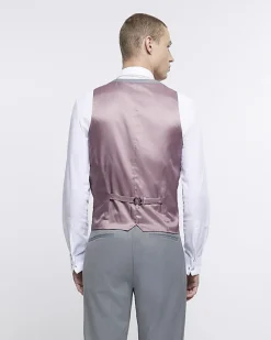 River Island skinny fit twill waistcoat Grey Outlet