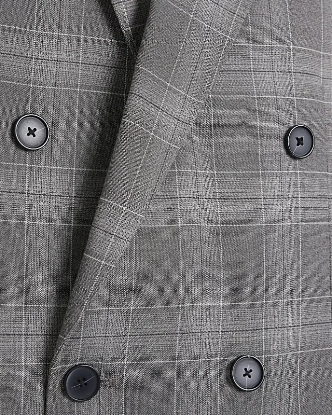 River Island slim fit check suit jacket Grey Best