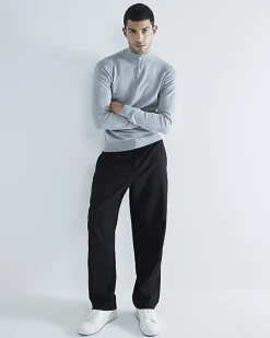 River Island slim fit half zip jumper Grey Sale