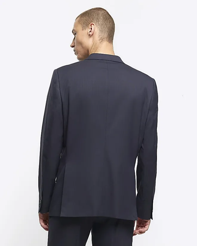 River Island slim fit herringbone suit jacket Grey Outlet