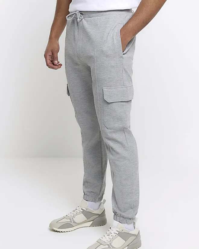 River Island slim fit smart cargo joggers Grey New