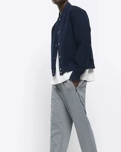 River Island slim fit smart herringbone joggers Grey Online