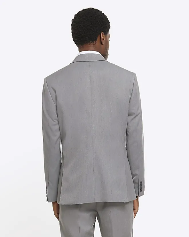River Island Slim fit Twill Suit Jacket Grey New