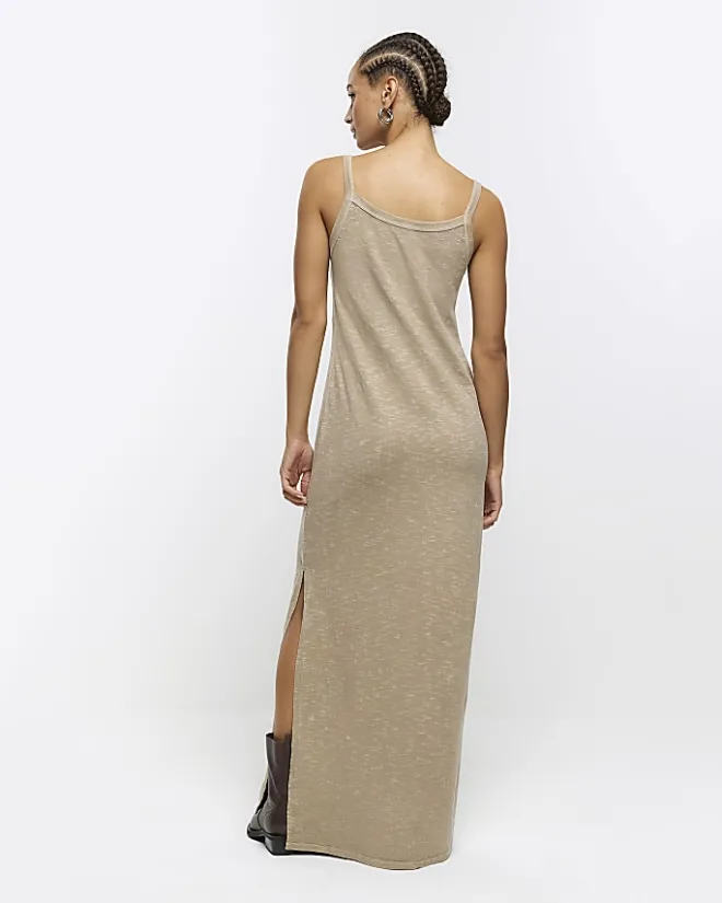River Island split hem bodycon maxi dress Grey Hot