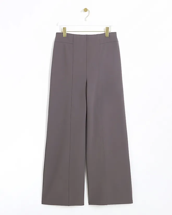 River Island stitched wide leg trousers Grey Online