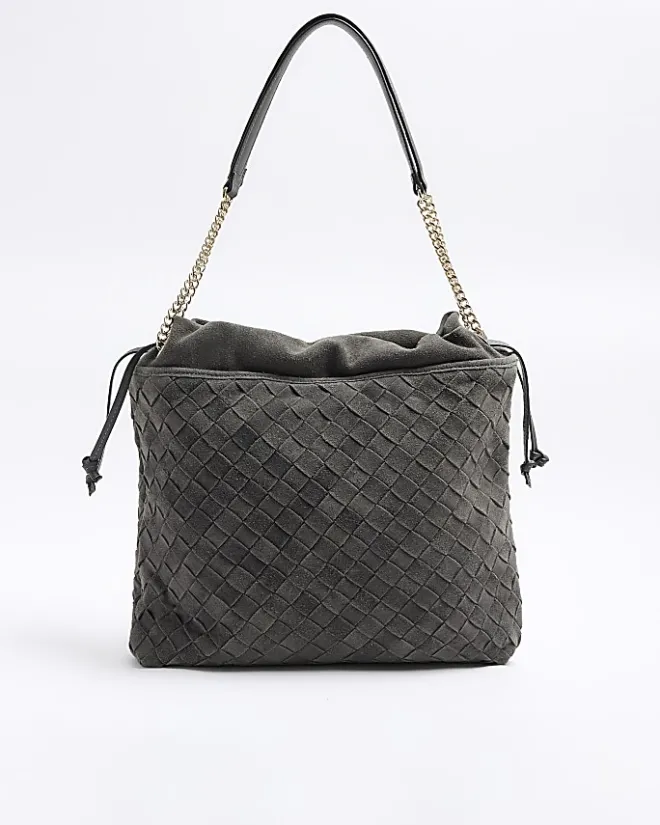 River Island suede weave slouch tote bag Grey Best