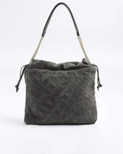 River Island suede weave slouch tote bag Grey Best