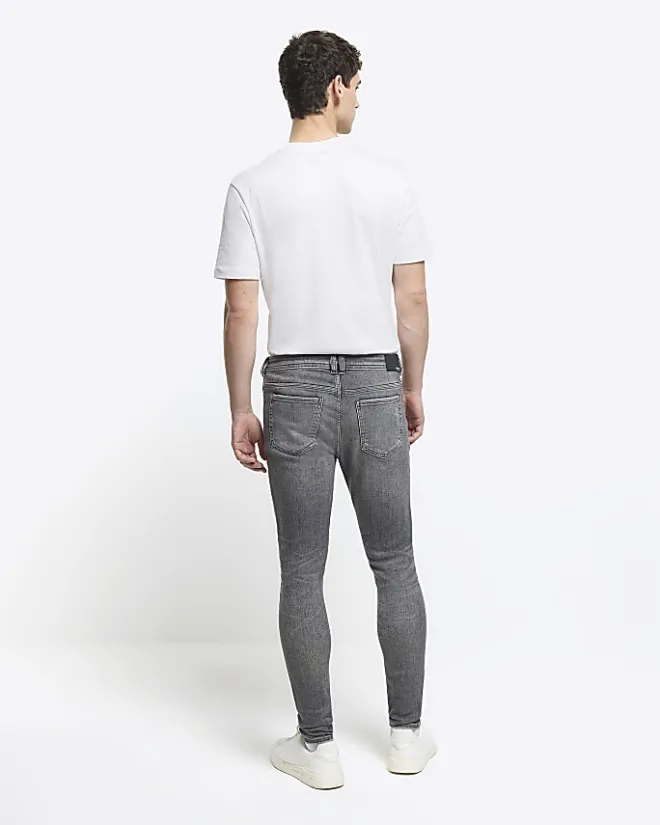 River Island super skinny spray on faded jeans Grey Outlet