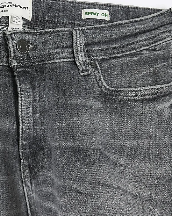 River Island super skinny spray on faded jeans Grey Outlet