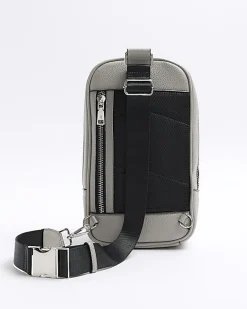 River Island textured cross body bag Grey Discount