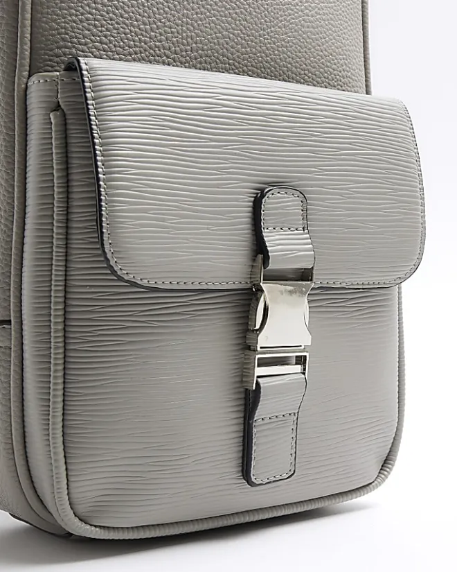 River Island textured cross body bag Grey Discount