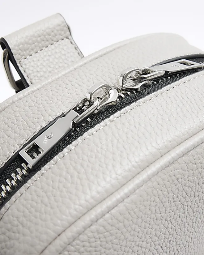 River Island textured cross body bag Grey Discount