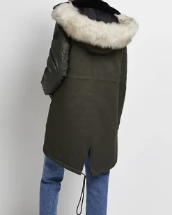 River Island 3 in 1 maternity hooded parka coat Khaki Clearance