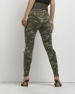 River Island camo print maternity cargo trousers Khaki Clearance
