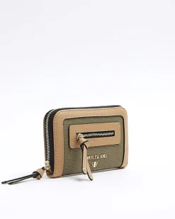 River Island canvas zip purse Khaki Discount