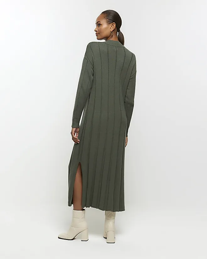 River Island high neck jumper maxi dress Khaki Best