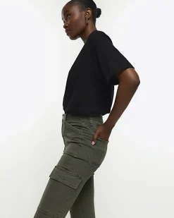 River Island high waisted skinny cargo jeggings Khaki Best