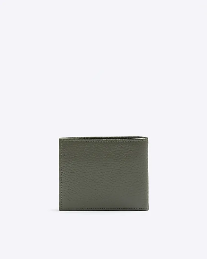 River Island leather pebbled wallet Khaki Clearance