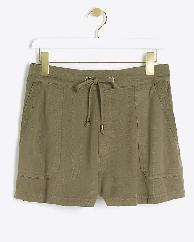 River Island lyocell drawstring shorts Khaki Best