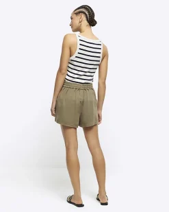 River Island lyocell drawstring shorts Khaki Best
