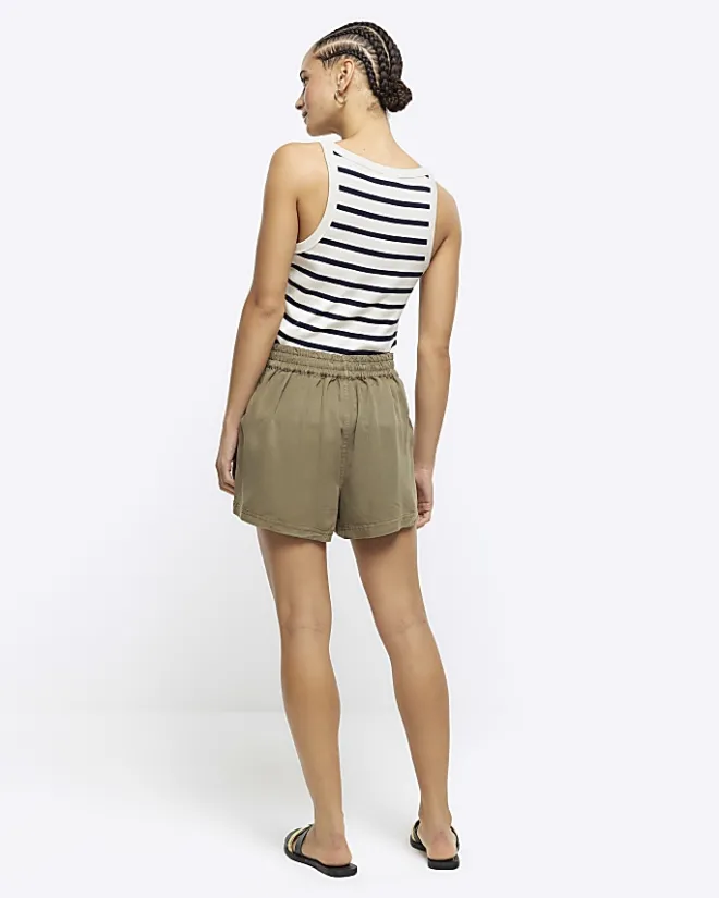 River Island lyocell drawstring shorts Khaki Best