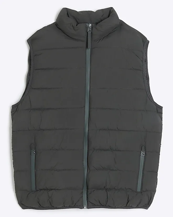 River Island regular fit padded gilet Khaki Online