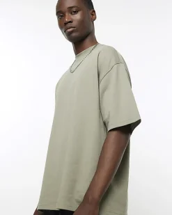 River Island RI Studio oversized fit t-shirt Khaki Clearance