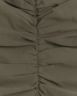River Island ruched split bodycon midi dress Khaki Hot