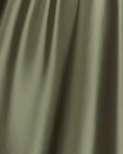 River Island Satin Tie Waist Maxi Skirt Khaki Outlet