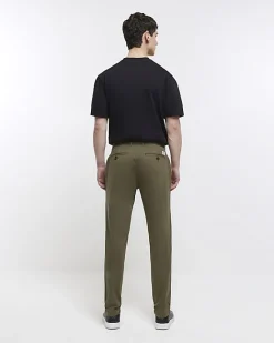 River Island slim fit casual chino trousers Khaki Fashion