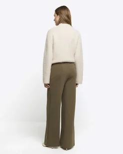 River Island stitched wide leg trousers Khaki New