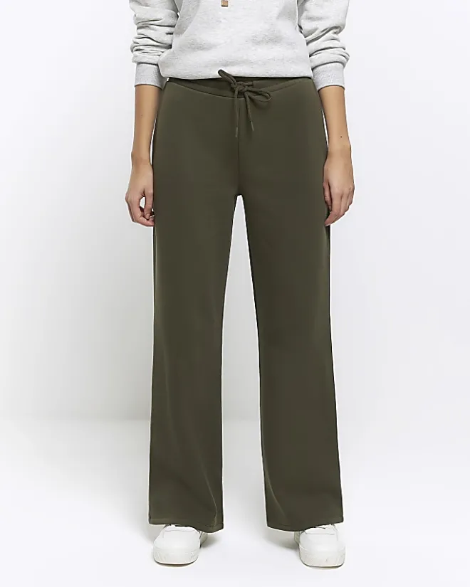 River Island wide leg joggers Khaki Clearance