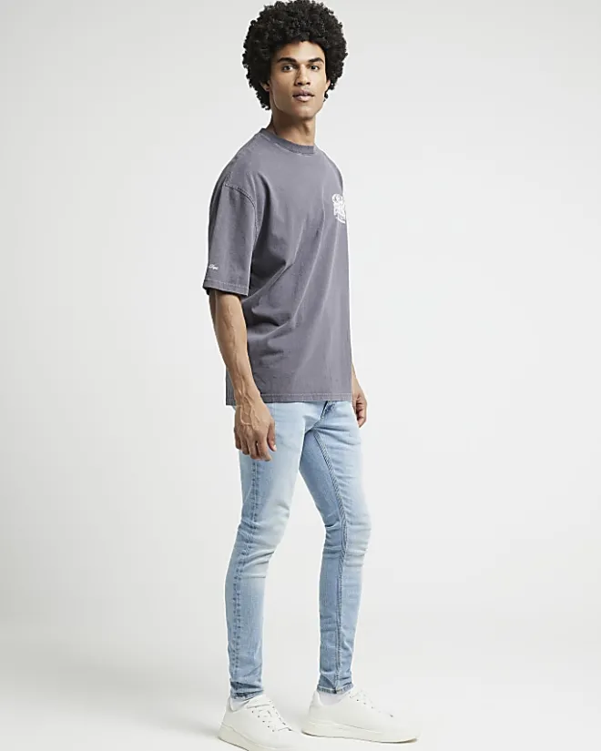 River Island Light Spray On Skinny Jeans Blue Best