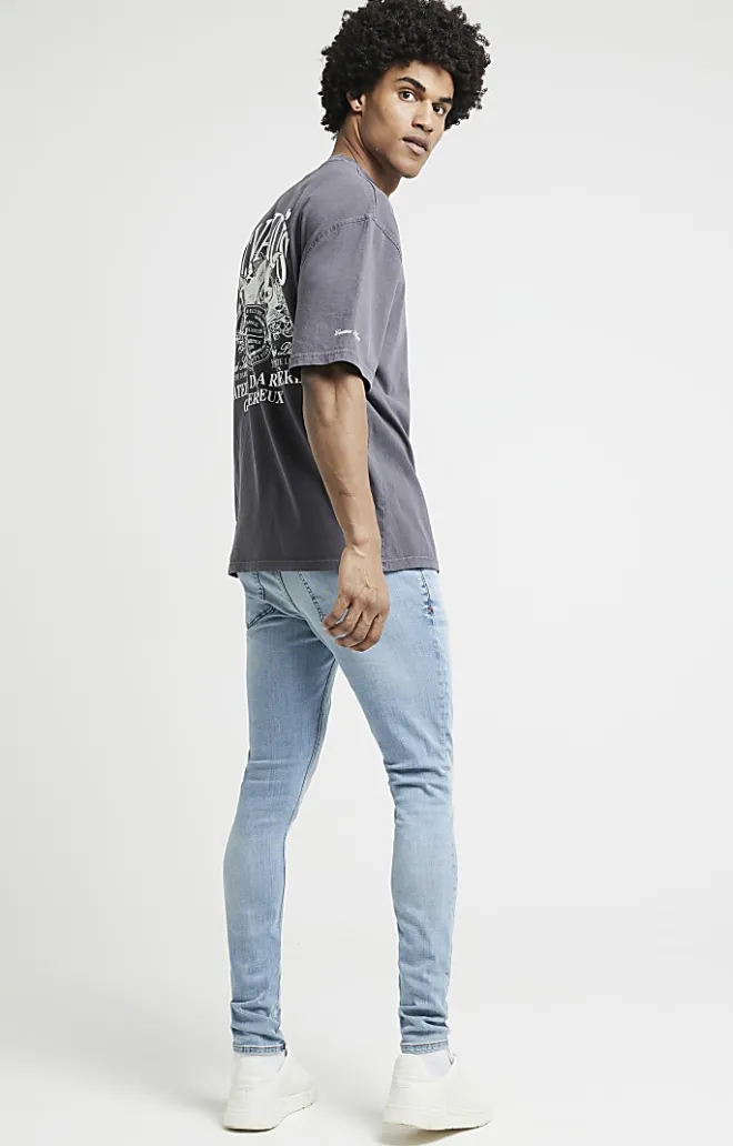 River Island Light Spray On Skinny Jeans Blue Best