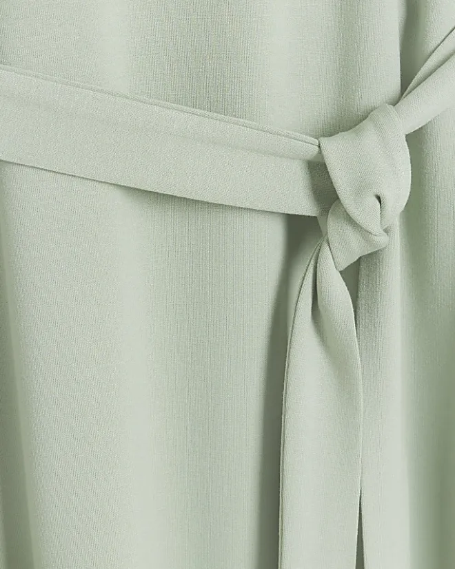 River Island Light tie waist sweatshirt midi dress Green Sale