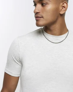 River Island Light muscle fit t-shirt Grey Hot