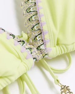 River Island Lime stitch detail triangle bikini top Green Hot