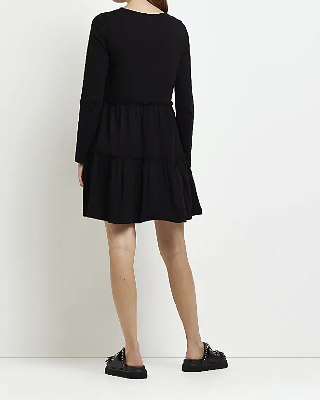 River Island Maternity long sleeve frill mini dress Black Fashion