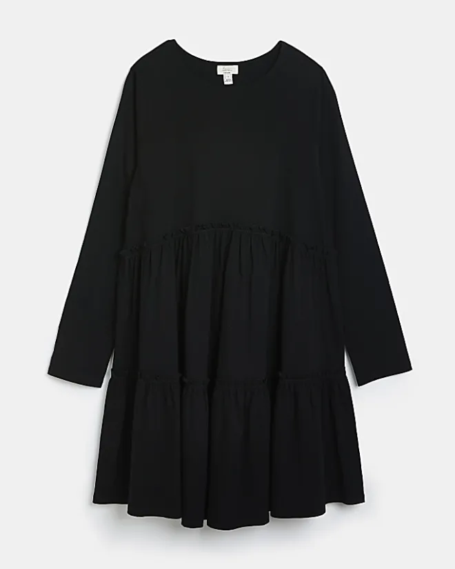 River Island Maternity long sleeve frill mini dress Black Fashion