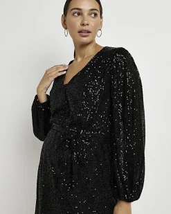 River Island Maternity sequin mini dress Black Clearance
