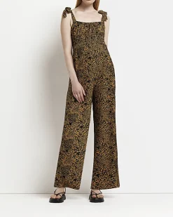 River Island Maternity animal print shirred jumpsuit Brown Online